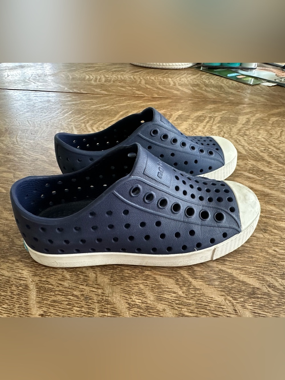Native Jefferson Slip-On Kids Shoes in Navy and White